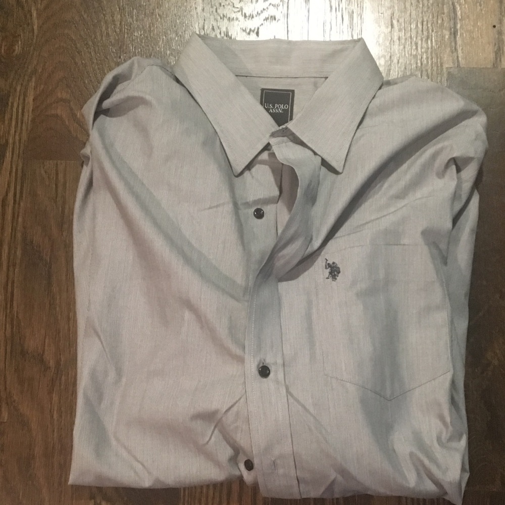 US Polo Assn Button Up Black Striped Button Up